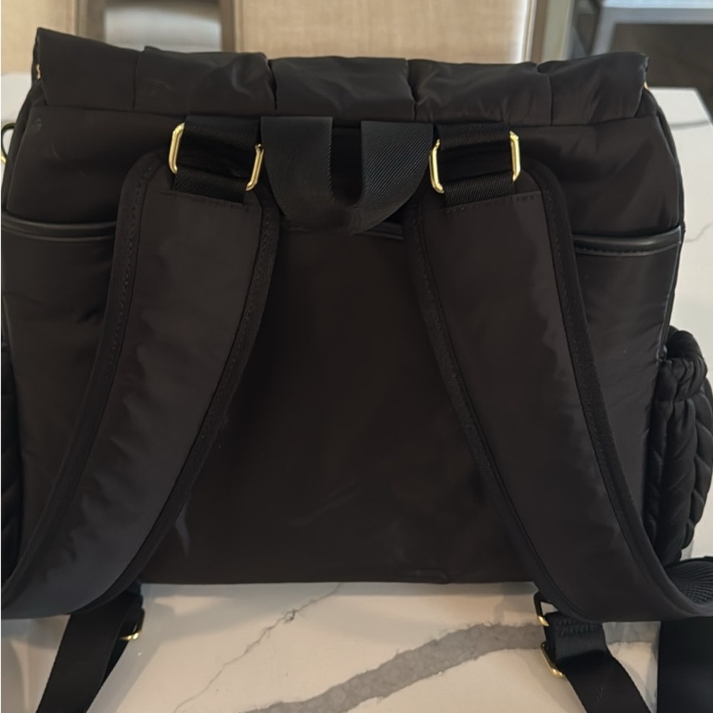Chic Happ brand Black diaper bag Backpack with Gold Accents - Picture 2 of 6